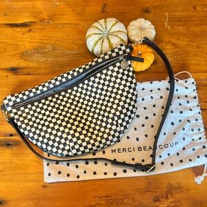 🏁 🖤🤍Grande Fanny Black and Cream Checker Woven Leather